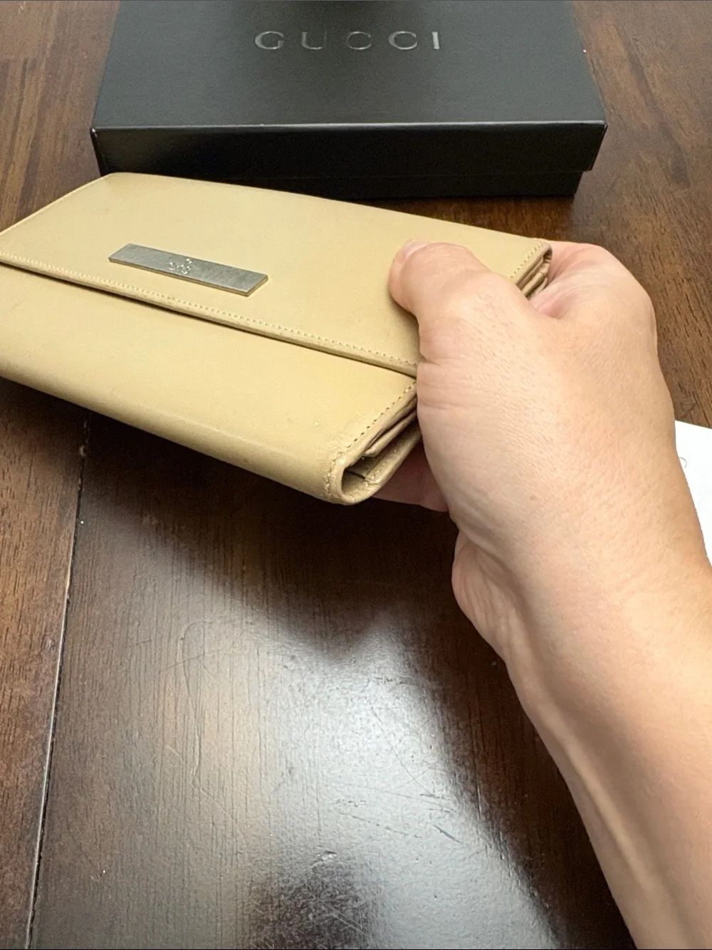 Low start Gucci Vtg Leather Flap Continental Wallet in a box. In GUC. Authentic - Picture 14 of 15